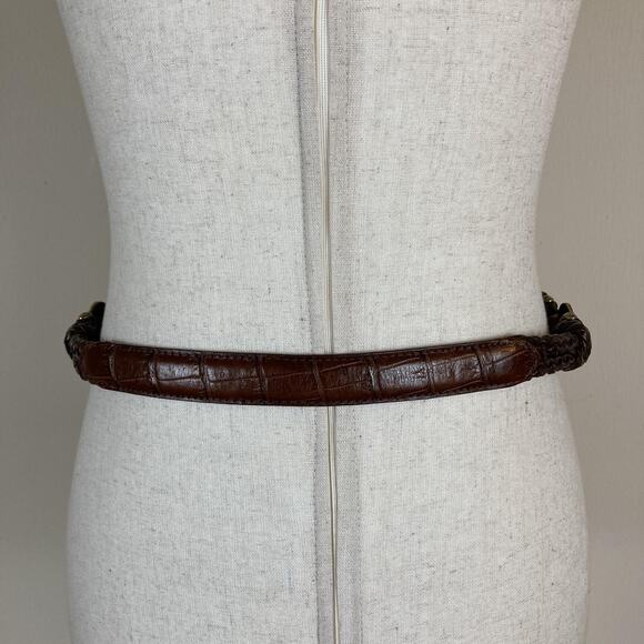 Vintage Horse Head Belt Medium Brown Leather Western Braided Cowgirl 90s Concho - Picture 4 of 10